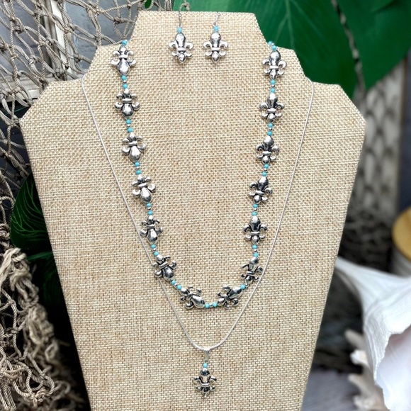 NEW Fleur De Lis Silver Tone METAL Beads DIY jewelry making supplies Craft Lot - Picture 2 of 15